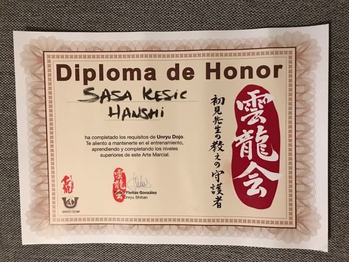 Hanshi diploma od Dai-Shihan Pedra Fleitasa