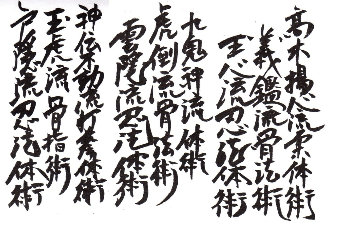 9 ryūha of Bujinkan